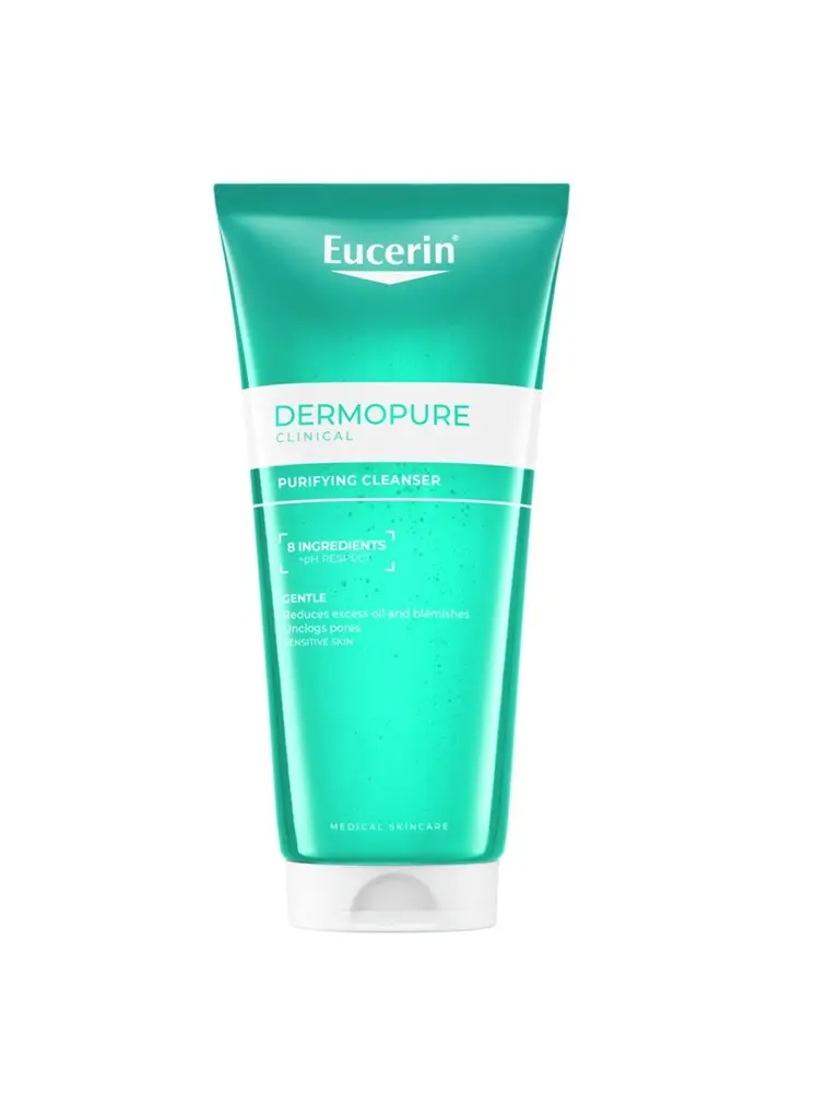 Eucerin DermoPure Clinical Purifying Cleanser in einer Tube vor weißem Hintergrund