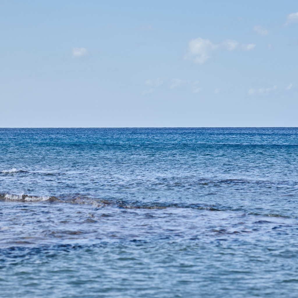 An outdoor view of the ocean with azure water and wind waves