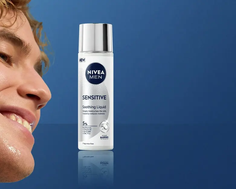 NIVEA MEN Sensitive Soothing Liquid Moisturiser provides ultra-light, long-lasting hydration.