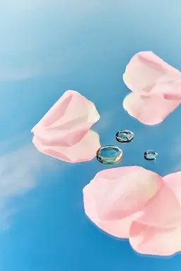 Rose petals on water