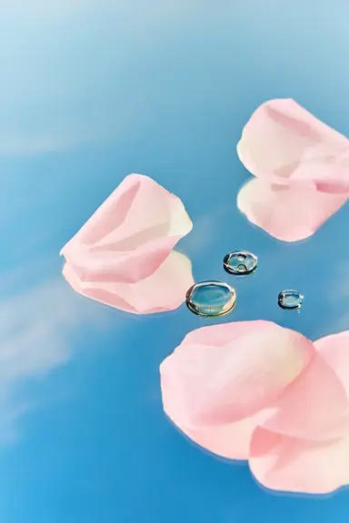 Rose petals on water