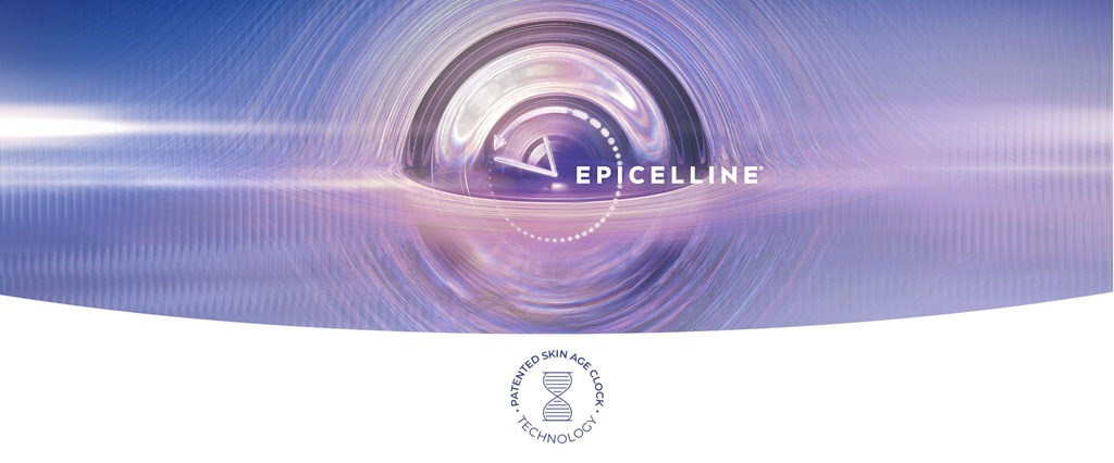 A furturistic time reversal clock, next to the text, "EPICELLINE®".