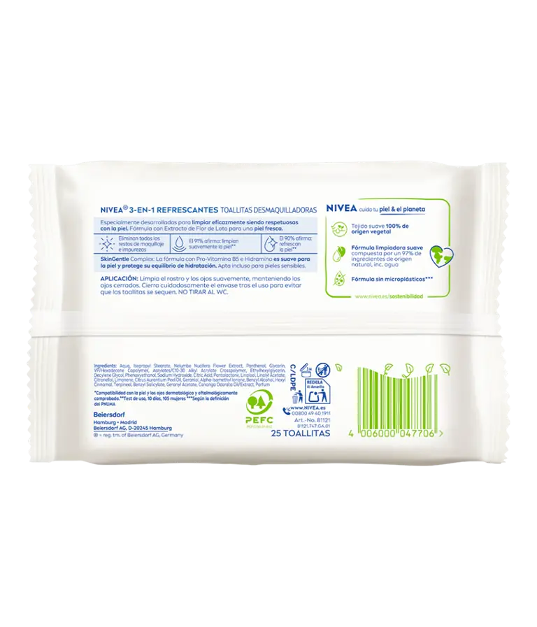 NIVEA Toallitas Desmaquilladoras Refrescantes 3 en 1