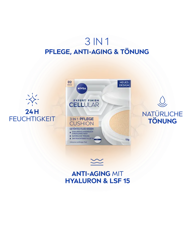 NIVEA Cellular Expert Finish 3 in 1 Pflege Cushion Anti-Aging Tönung Detail
