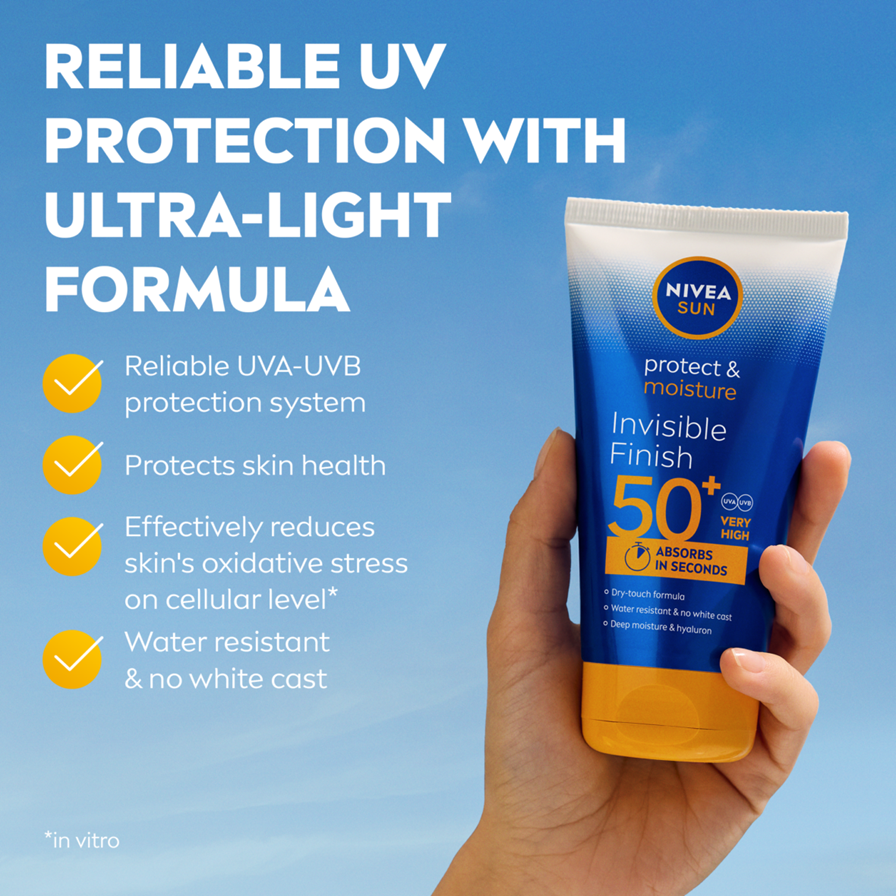 Absorbs in seconds - NIVEA Sun Invisible Finish SPF 50+