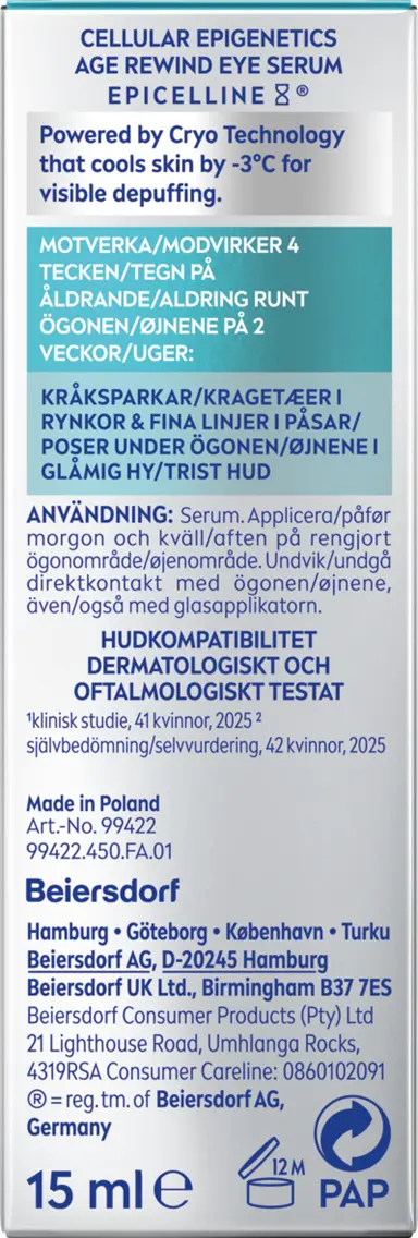 4006000290157_ZA_99422-04500-34_Nivea Cellular Epigenetics Longevity Science Age Rewind Eye Serum 15ml box_right