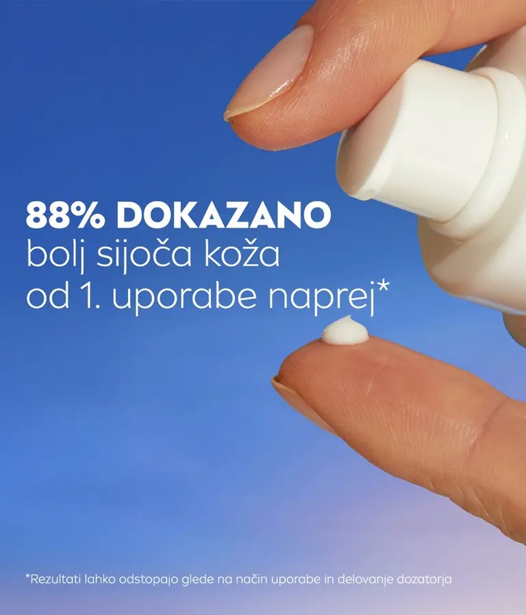 Bližnji posnetek ženskih konic prstov, ki nanašajo NIVEA CELLULAR Epigenetics pomladitveni serum s sestavino EPICELLINE®.