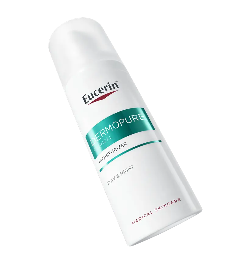 Eucerin DermoPure Clinical Moisturizer for blemished, acne-prone skin as part of the Probiom8 kit