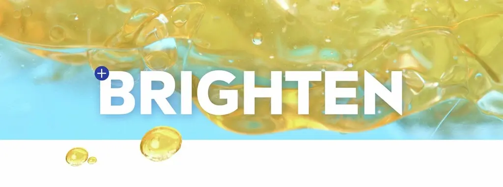 A bright, bubbly yellow and blue background with the word,"BRIGHTEN".