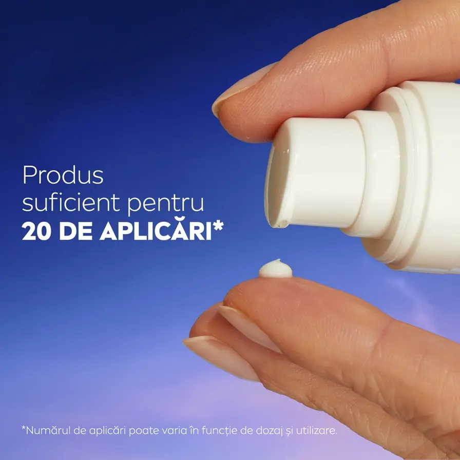 A woman smiles knowingly, featured next to a list of product facts of NIVEA CELLULAR Epigenetics - Rejuvenating Serum with EPICELLINE®.