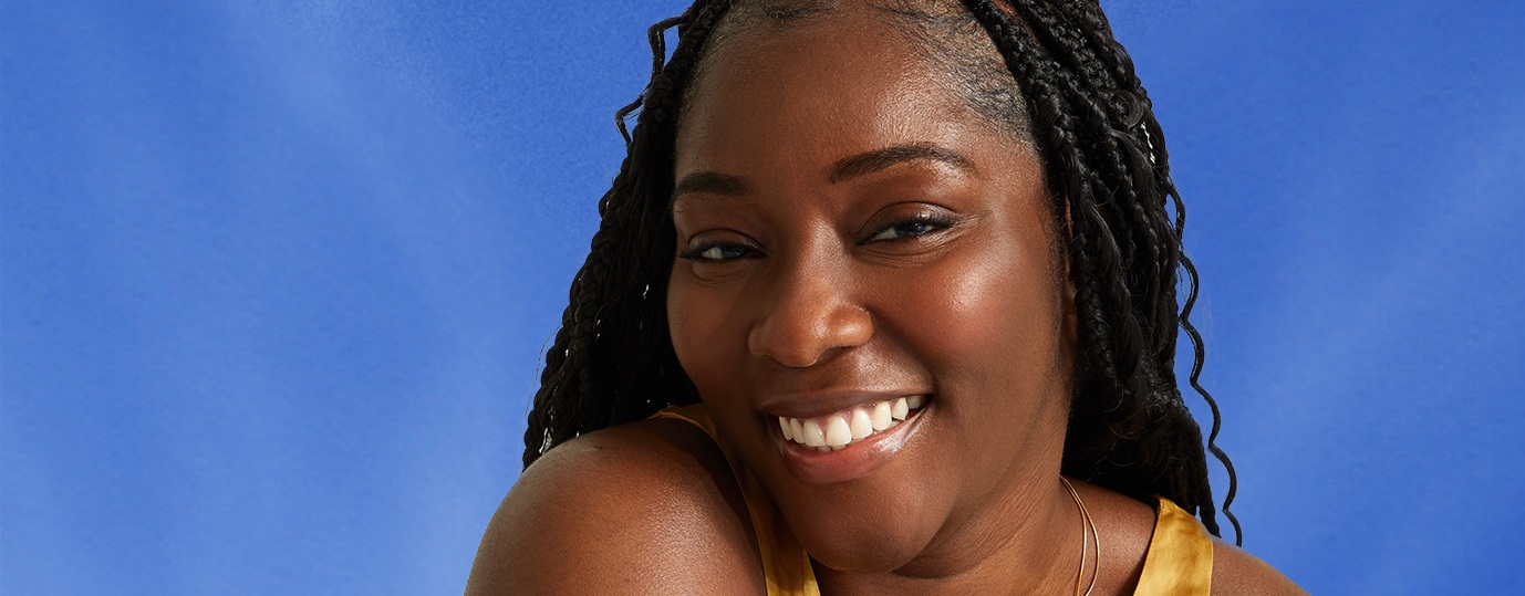 Woman happy & smiling in her firm skin