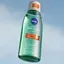 NIVEA Derma Skin Clear Toner bottle against a blue sky, highlighting its oil‑balancing, pore‑refining, and hydrating benefits for blemish‑prone skin.