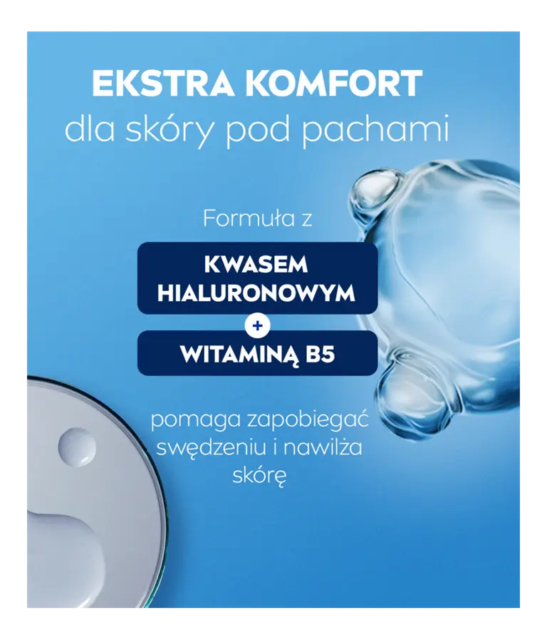 Cząsteczki składników, Czysty hialuron i prowitaminą B5, z napisem