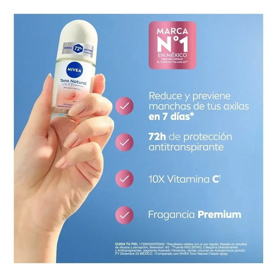 NIVEA Antitranspirante Tono Natural Velvet Romance Roll- on 50ml