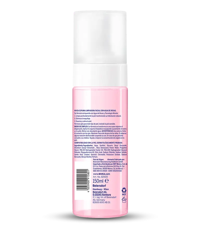 NIVEA ESPUMA LIMPIADORA FACIAL CON AGUA DE ROSAS 150 ML