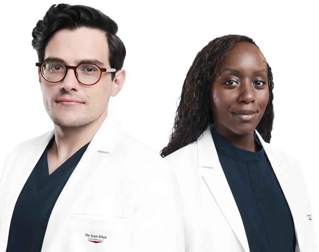 Dr. Emma Amoafo, Eucerin consultant dermatologist from the UK, and Dr. Ivan Silva, dermatologist from Brazil