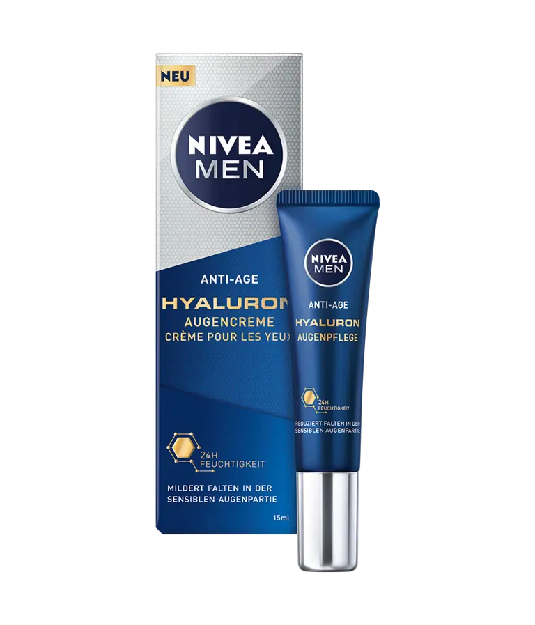 NIVEA MEN Anti-Age Hyaluron Augencreme Verpackung und Tube