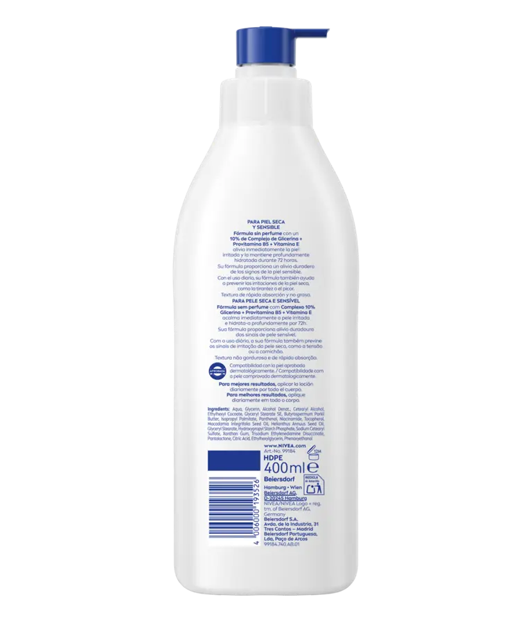 NIVEA; NIVEA BODY; NBODY; LOTION; SEM PERFUME; REPARA; CUIDA; 400ML