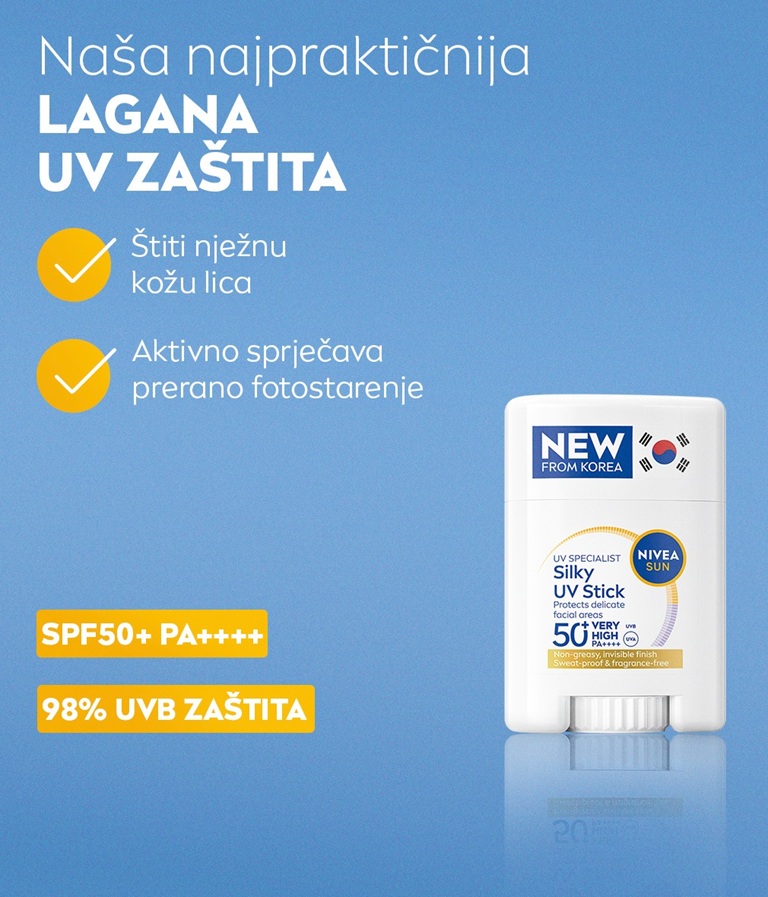 NIVEA SUN Breathable UV Specialist Silky UV stick SPF 50+ s popisom prednosti.