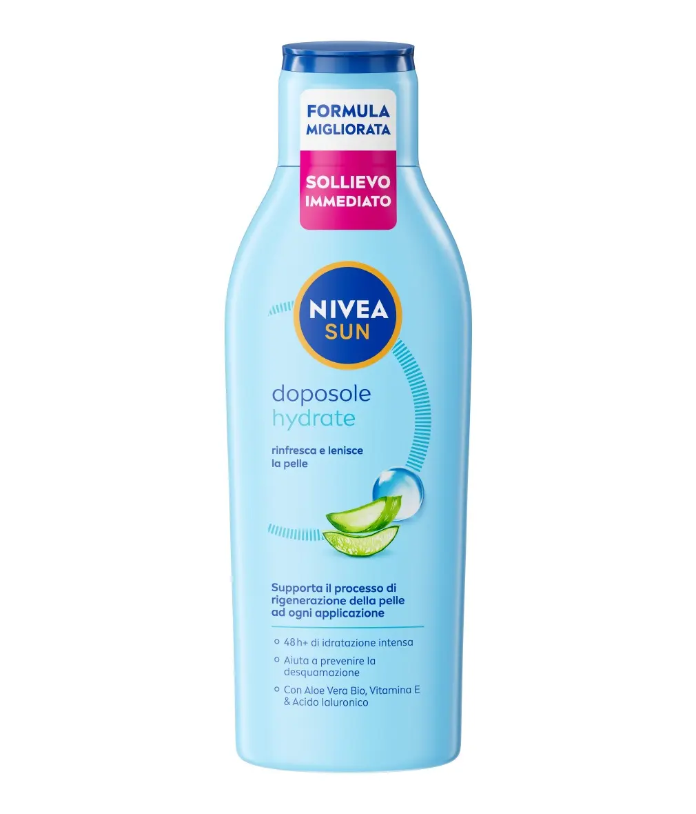 Young woman using Nivea After Sun Moisture Spray