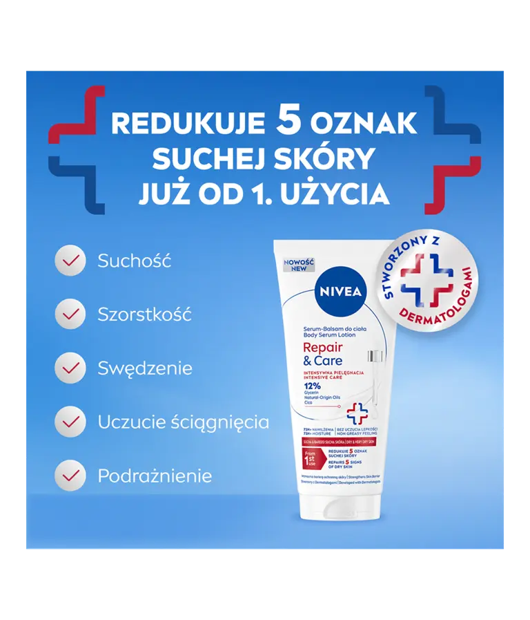 NIVEA Repair & Care Body Serum Lotion repairs 5 signs of dry skin from the 1st use