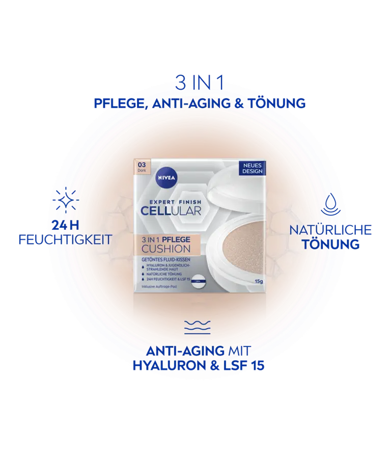 NIVEA Cellular Expert Finish 3 in 1 Pflege Cushion dunkel Anti-Aging Tönung Detail