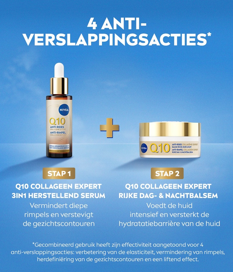 NIVEA Q10 Anti-Rimpel Collagen Expert 3-in-1 Herstellend Serum; Q10 Anti-Rimpel Collagen Expert Dag & Nacht Gezichtsbalsem
